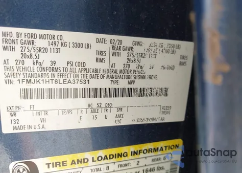 2020 Ford Expedition Xlt Max from USA, damaged, VIN 1FMJK1HT8LEA37531